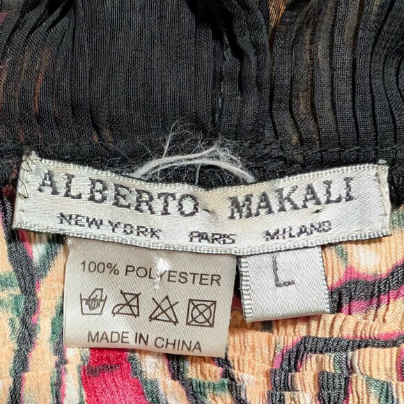 Alberto Makali Womens Size L Crinkle Abstract Butterflies Ruffle Open Front Top - Picture 8 of 9